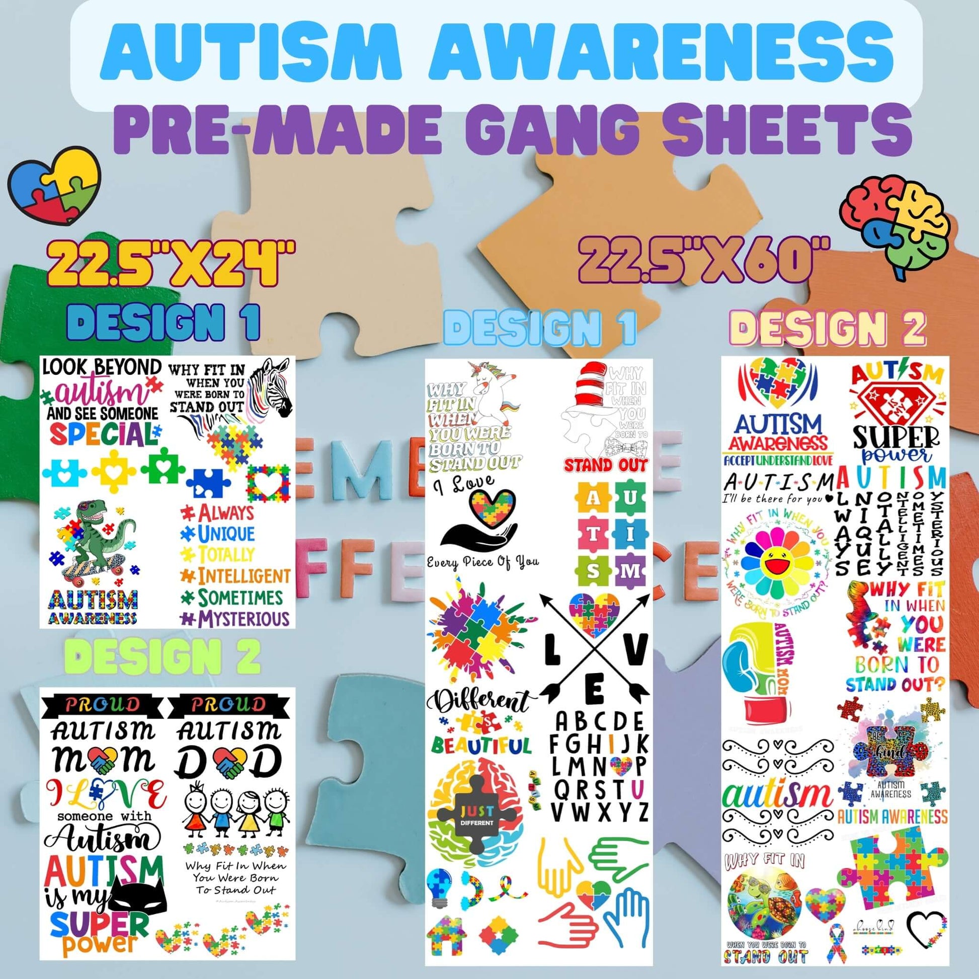 Autism Awareness Premade Gangsheets