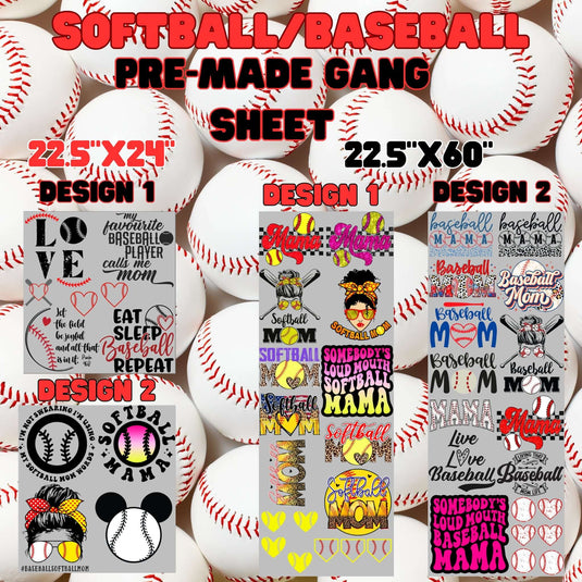 Baseball/Softball Premade Gangsheets