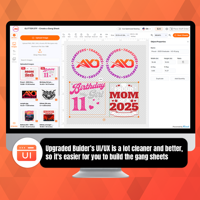 Load image into Gallery viewer, GLITTER DTF - Upload or Build a Gang Sheet
